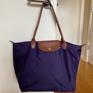 Longchamp Le Pliage large purple tote